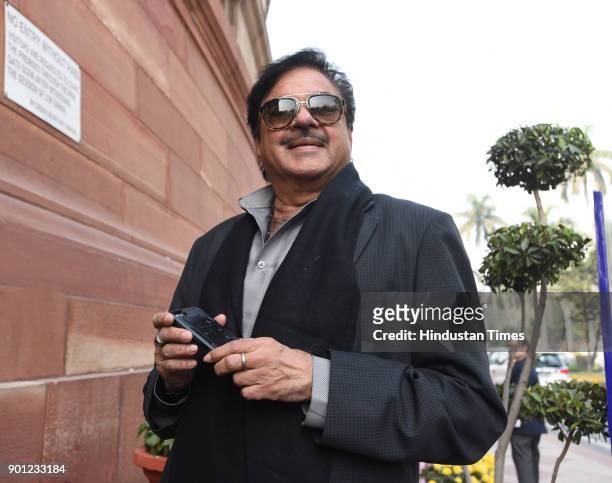Film Actor and member of parliament Lok Sabha Shatughan Sinha during the Parliament Winter Session on January 4, 2018 in New Delhi, India. The...
