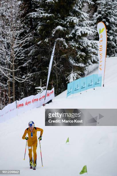 Anton Palzer of Germany competes during the Vertical race of the Jennerstier German Ski Mountaineering Championships on February 18, 2017 in...