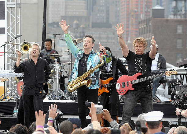 Members of the bands Chicago and Earth Wind & Fire perform on CBS' "The Early Show" on the USS Intrepid on June 19, 2009 in New York City.