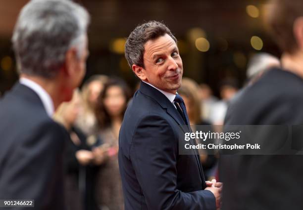 Seth Meyers, host of the 75th Annual Golden Globes Awards poses for photos on January 4, 2018 in Beverly Hills, California.