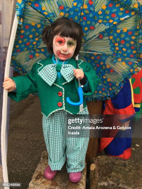 little girl dressed as a clown - imagine gala 2017 stock pictures, royalty-free photos & images