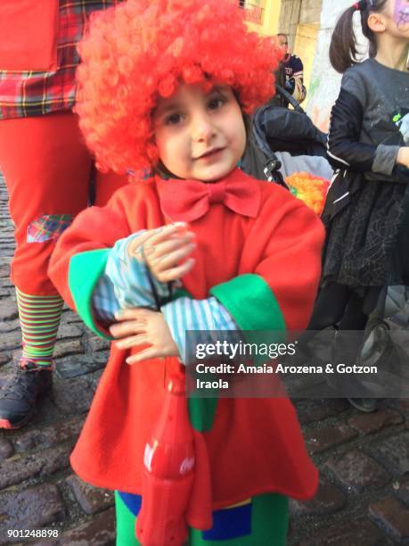 little girl dressed as a clown - imagine gala 2017 stock pictures, royalty-free photos & images