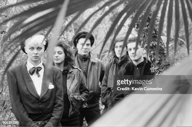 German gothic rock group Xmal Deutschland, with singer Anja Huwe at far left, 5th February 1987.