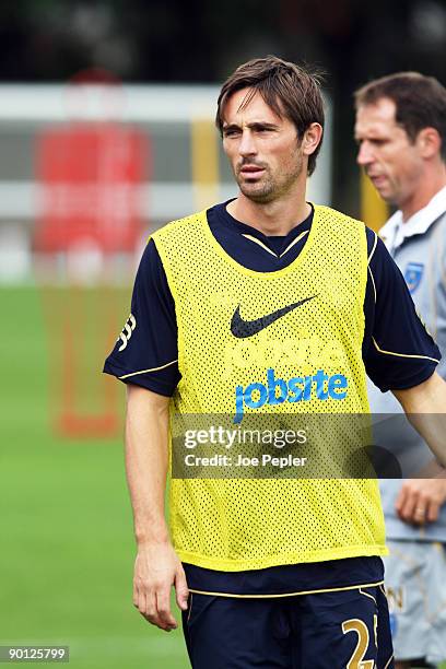 Tommy Smith looks on at his first Portsmouth FC training session at Eastleigh training ground on August 28, 2009 in Eastleigh, England.