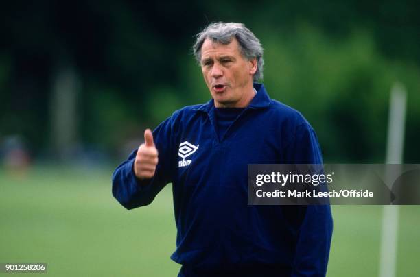 October 1987 Bisham Abbey : England Football Squad Training - coach Bobby Robson .