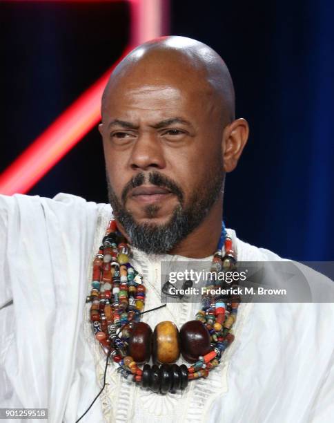 Actor Rockmond Dunbar of the television show 9-1-1 listens onstage during the FOX portion of the 2018 Winter Television Critics Association Press...