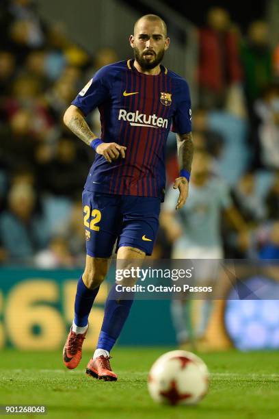 Aleix Vidal of FC Barcelona in action during the Copa del Rey round of 16 first leg match between RC Celta de Vigo and FC Barcelona at Municipal...