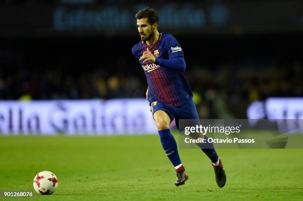 Andre Gomes of FC Barcelona in action during the Copa del Rey round of 16 first leg match between RC Celta de Vigo and FC Barcelona at Municipal...