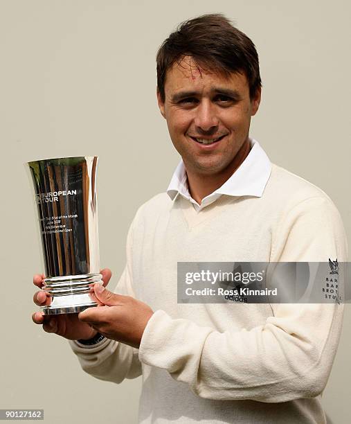 Rafa Echenique of Argentina with the European Tour Shot of the Month for June, pictured after the second round of the Johnnie Walker Championship on...