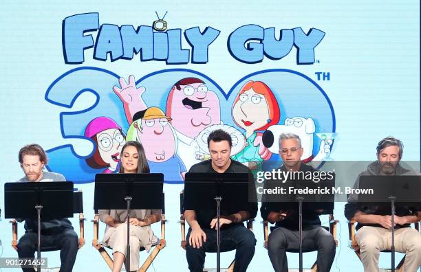 Actors Seth Green and Mila Kunis, creator/executive producer Seth MacFarlane, executve producer/showrunner Rich Appel and executive...