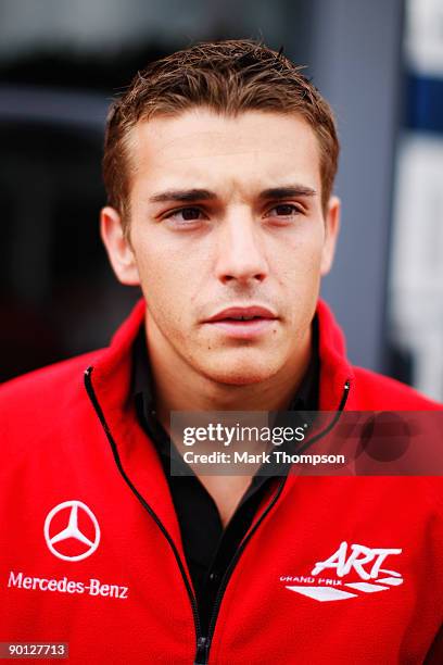 Jules Bianchi of France and ART Grand Prix is seen in the paddock following practice for the Belgian Grand Prix at the Circuit of Spa Francorchamps...