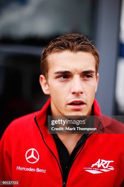 Jules Bianchi of France and ART Grand Prix is seen in the paddock following practice for the Belgian Grand Prix at the Circuit of Spa Francorchamps...