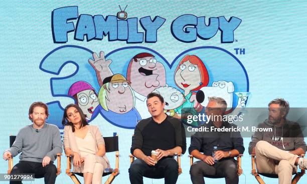 Actors Seth Green and Mila Kunis, creator/executive producer Seth MacFarlane, executve producer/showrunner Rich Appel and executive...