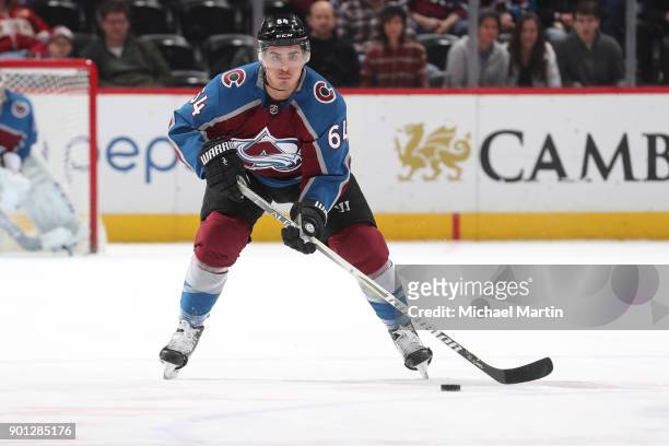 Nail Yakupov of the Colorado Avalanche skates against the Winnipeg Jets at the Pepsi Center on January 2, 2018 in Denver, Colorado.