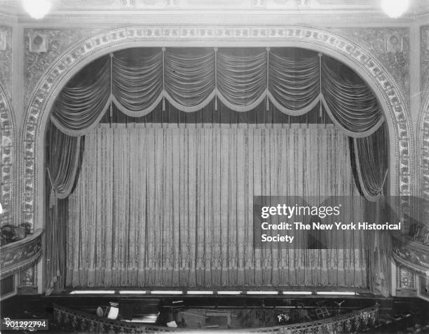 Forrest Theatre, 230 West 49th Street, stage, curtain, orchestra pit, New York, New York, 1929.