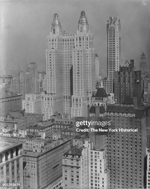 Skyline, northwest view showing Waldorf Astoria and RCA Building, New York, New York, 1929.