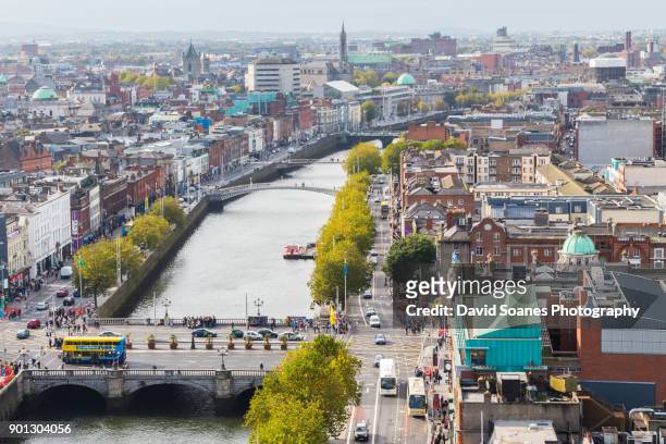 skyline of dublin city, ireland - dublino irlanda foto e immagini stock