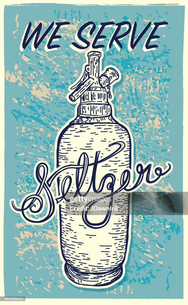 Ilustración de vector de un viejo anticuado botella de agua de Seltzer