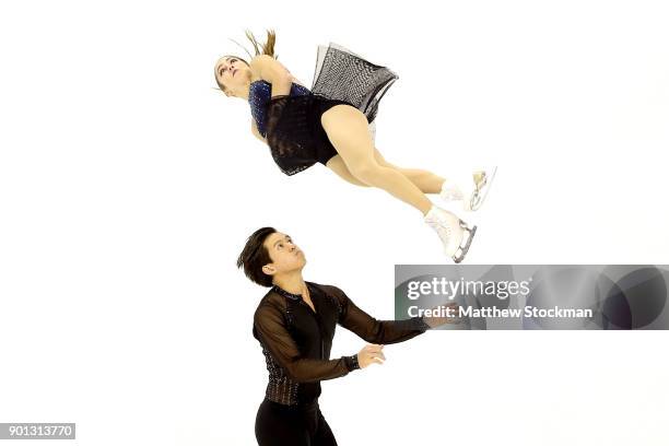 Marissa Castelli and Mervin Tran compete in the Pairs Short Program during the 2018 Prudential U.S. Figure Skating Championships at the SAP Center on...