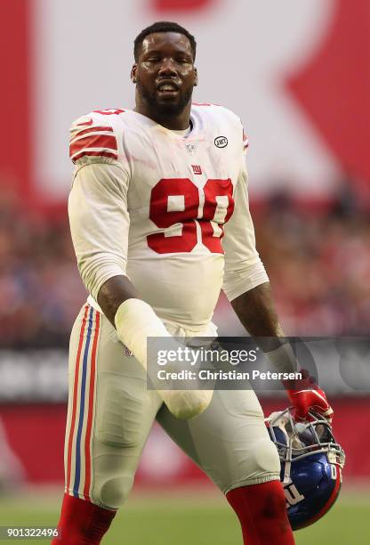Defensive end Jason Pierre-Paul of the New York Giants during the first half of the NFL game against the Arizona Cardinals at the University of...