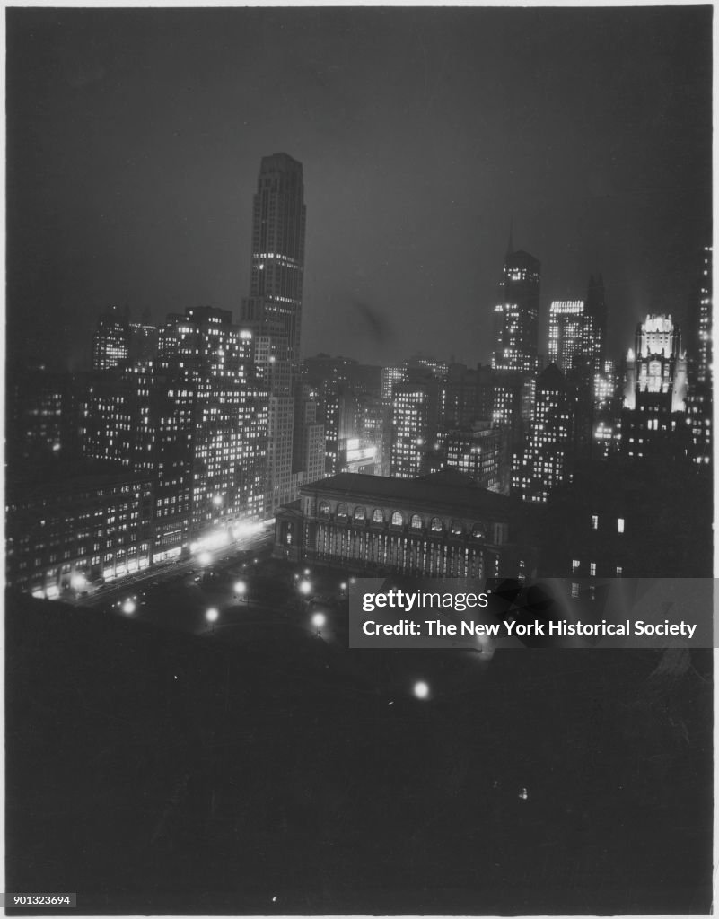 New York Public Library At Night