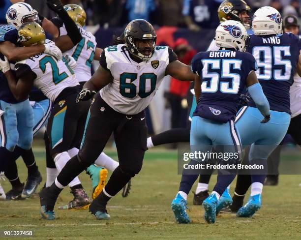 Cann of the Jacksonville Jaguars plays against the Tennessee Titans at Nissan Stadium on December 31, 2017 in Nashville, Tennessee.