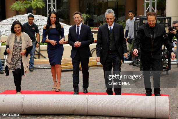 Red Carpet Roll-Out" -- Pictured: Meher Tatna, President of the Hollywood Foreign Press Association; Simone Alexandra Johnson, Golden Globe...