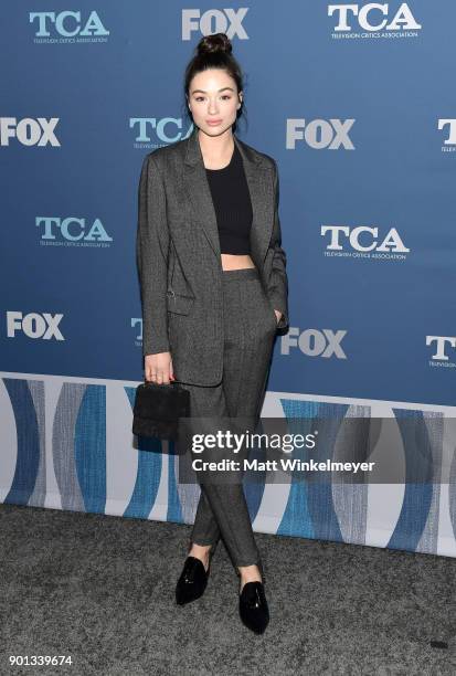 Crystal Reed attends the FOX All-Star Party during the 2018 Winter TCA Tour at The Langham Huntington, Pasadena on January 4, 2018 in Pasadena,...