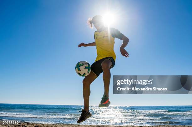 Mahmoud Dahoud of Borussia Dortmund plays football on the beach during Borussia Dortmund's training camp in Marbella on January 4, 2018 in Marbella,...