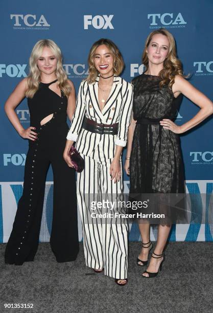 Natalie Alyn Lind, Jamie Chung and Amy Acker attend the FOX All-Star Party during the 2018 Winter TCA Tour at The Langham Huntington, Pasadena on...