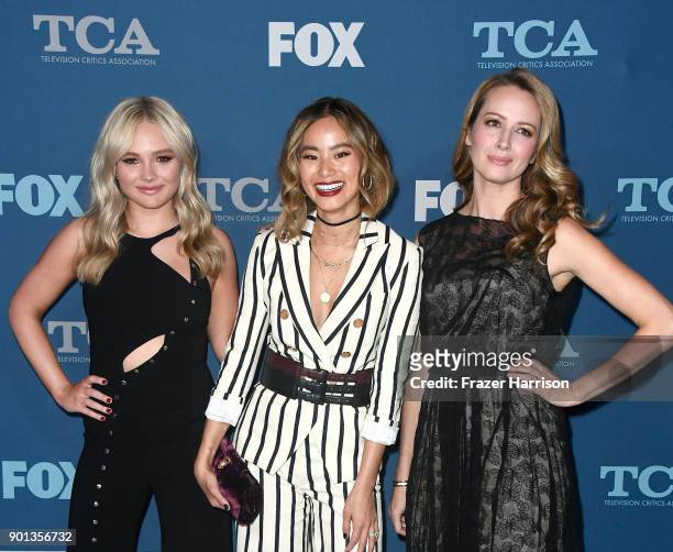 Natalie Alyn Lind, Jamie Chung and Amy Acker attend the FOX All-Star Party during the 2018 Winter TCA Tour at The Langham Huntington, Pasadena on...