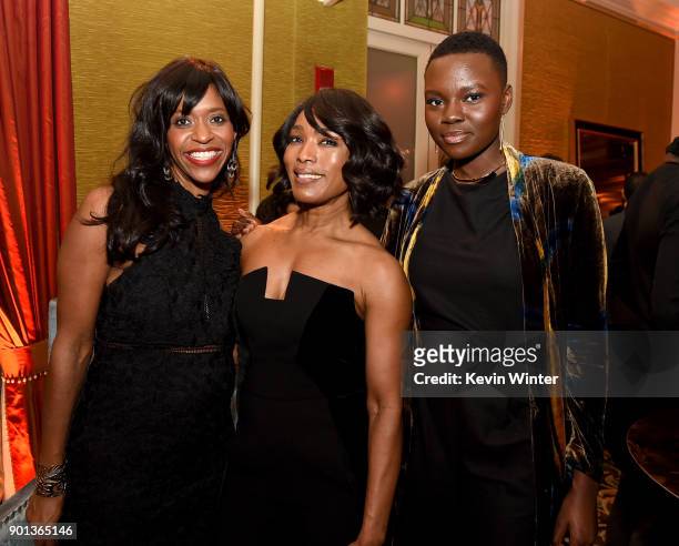 Merrin Dungey, Angela Bassett and Shaunette Renee Wilson attend the FOX All-Star Party during the 2018 Winter TCA Tour at The Langham Huntington,...