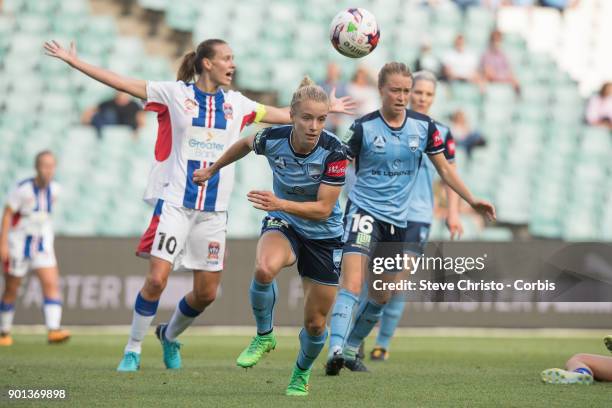 January 3: Georgia Yeoman-Dale of Sydney FC gives away a penalty during the round ten W-League match between the Sydney FC and Newcastle Jets FC at...