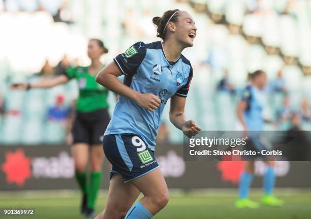 January 3:Catlin Foord of Sydney FC misses a scoring opportunity during the round ten W-League match between the Sydney FC and Newcastle Jets FC at...