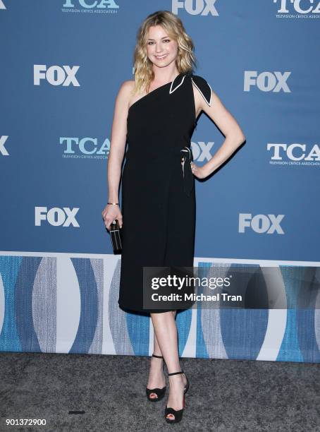 Emily VanCamp arrives at the 2018 Winter TCA Tour - FOX All-Star Party held at The Langham Huntington on January 4, 2018 in Pasadena, California.