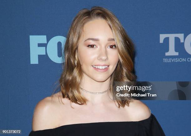 Holly Taylor arrives at the 2018 Winter TCA Tour - FOX All-Star Party held at The Langham Huntington on January 4, 2018 in Pasadena, California.