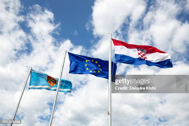 flags - sibenik croatia stock pictures, royalty-free photos & images