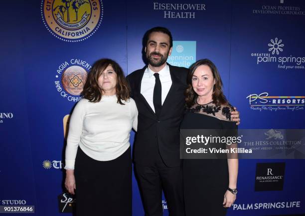 Amy Pascal, artistic director of the Palm Springs International Film Festival Michael Lerman and Kristie Macosko Krieger attend the 29th Annual Palm...