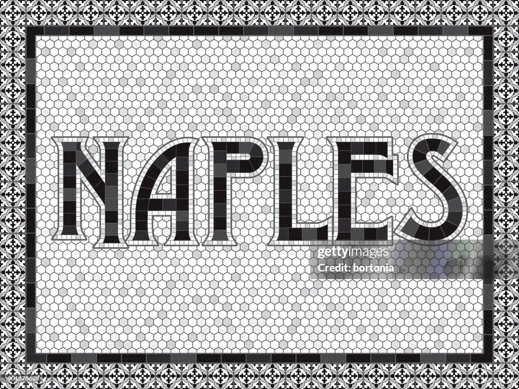Naples Old Fashioned Mosaic Tile Typography
