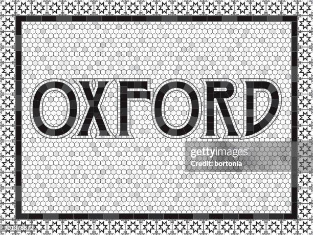 oxford old fashioned mosaic tile typography - oxford mississippi stock illustrations