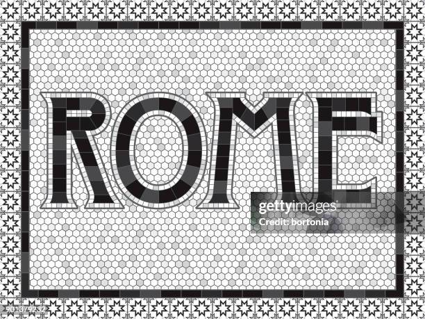 rome old fashioned mosaic tile typography - rome stock illustrations