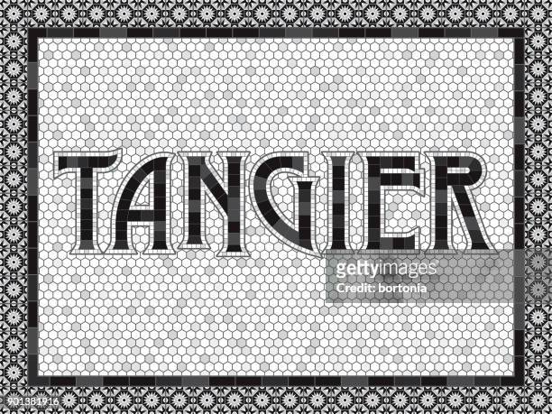tangier old fashioned mosaic tile typography - tangier stock illustrations