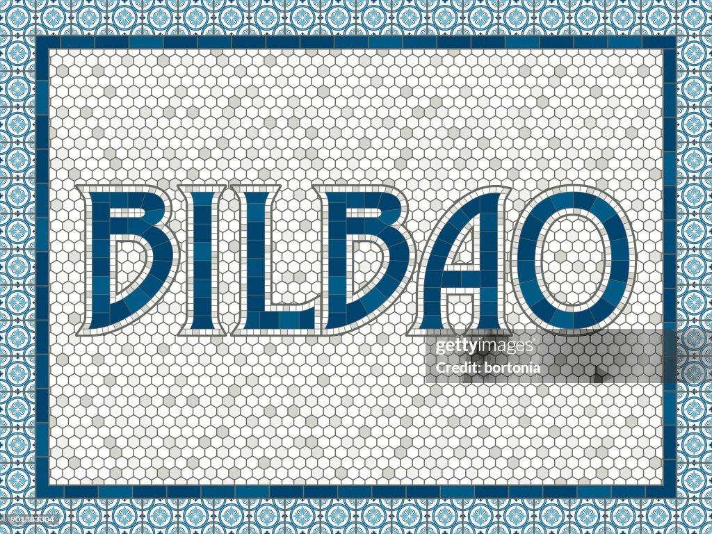 Bilbao Old Fashioned Mosaic Tile Typography