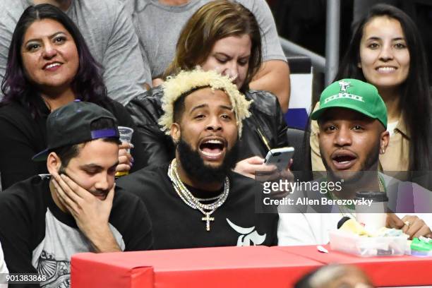 Odell Beckham Jr. Attends a basketball game between the Los Angeles Clippers and the Oklahoma City Thunder at Staples Center on January 4, 2018 in...