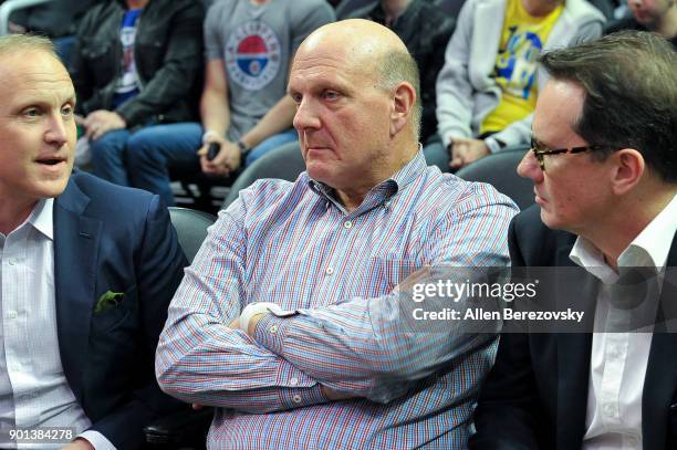 Steve Ballmer attends a basketball game between the Los Angeles Clippers and the Oklahoma City Thunder at Staples Center on January 4, 2018 in Los...