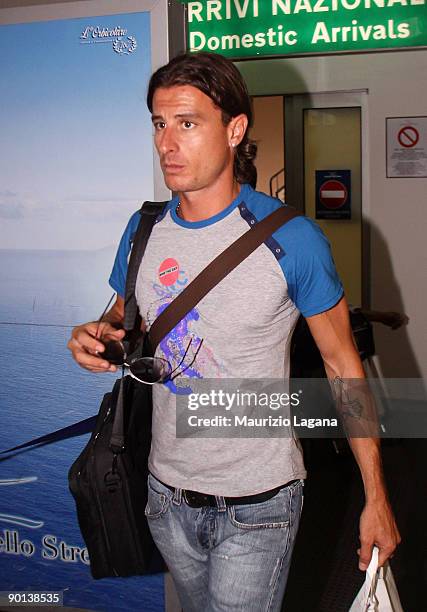 New signing Daniele Cacia of Reggina Calcio arrives at Dello Stretto Airport on August 28, 2009 in Reggio Calabria, Italy.