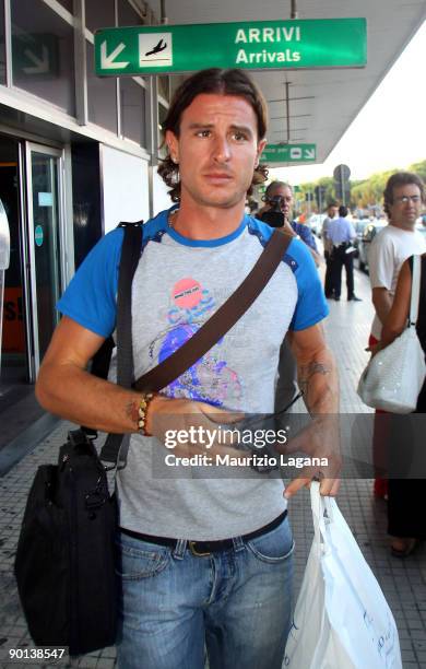 New signing Daniele Cacia of Reggina Calcio arrives at Dello Stretto Airport on August 28, 2009 in Reggio Calabria, Italy.