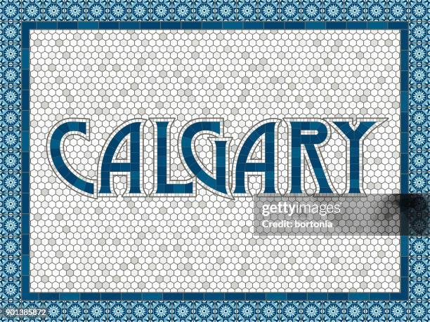 calgary old fashioned mosaic tile typography - calgary stock illustrations