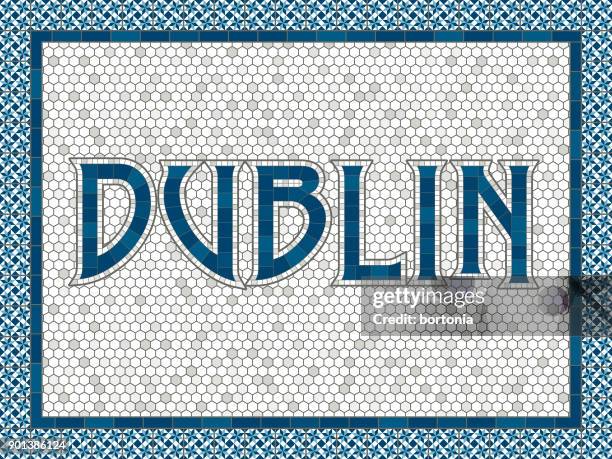 dublin alte altmodische mosaik fliesen typografie - dublin irland stock-grafiken, -clipart, -cartoons und -symbole