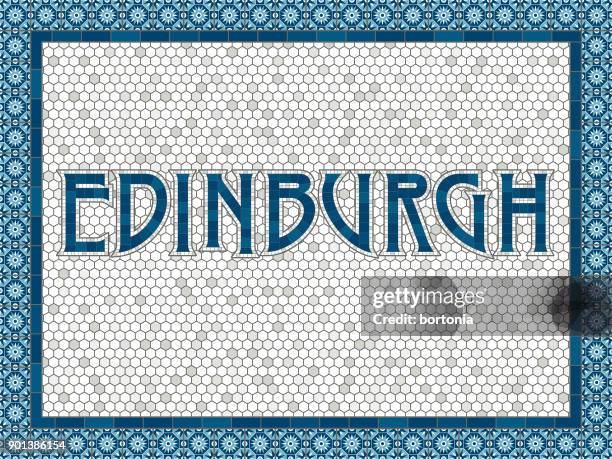 edinburgh old fashioned mosaic tile typography - scotland stock illustrations stock illustrations